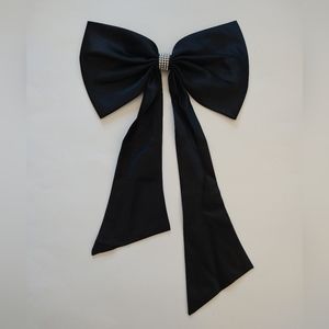 Women's Shirt Bow Tie Knot Pin Silver Rhinestone Solid Black Apparel Accessories